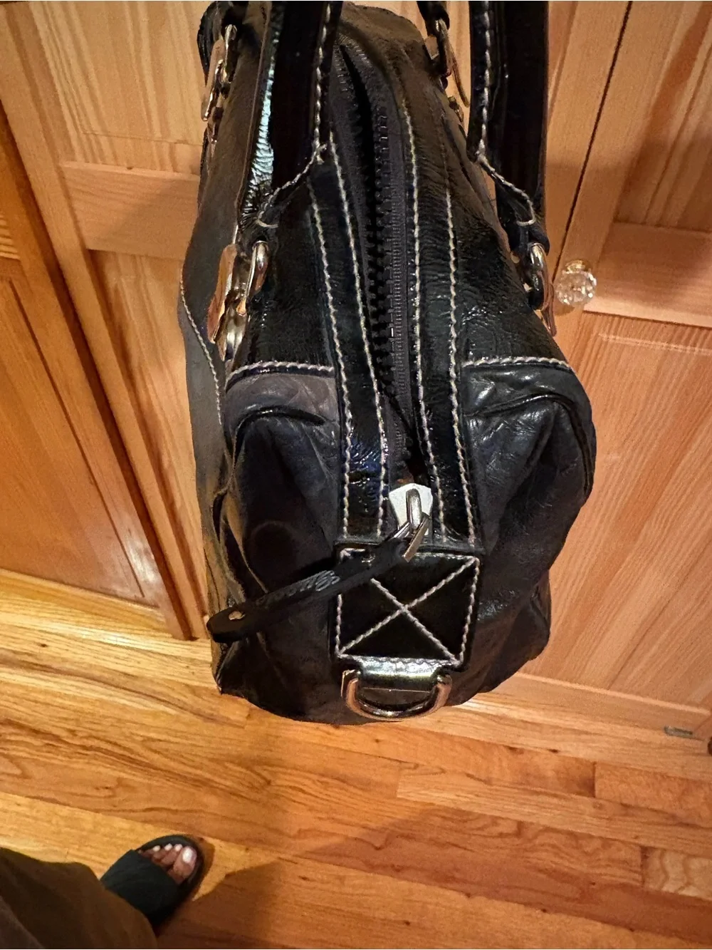 Gucci Black Patent Leather Top-Handle Satchel